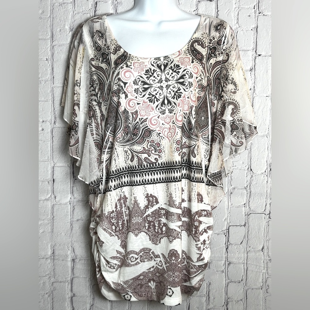 ESPRESSO WOMENS MULTICOLOR CREAM BLOUSE SIZE XL
